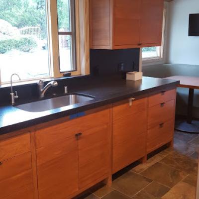 Custom Hickory wood kitchen cabinets